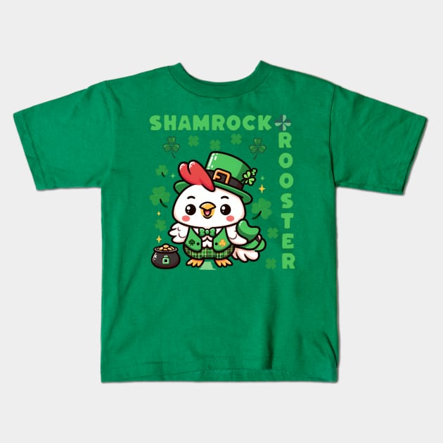 Shamrock Rooster Chicken Humor Kids T-Shirt by DaysMoon